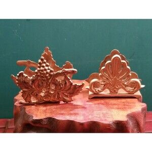 2 Vintage Ornate Cast Brass Napkin Holders Lairds Ltd. Art Nouveau Grape Vines